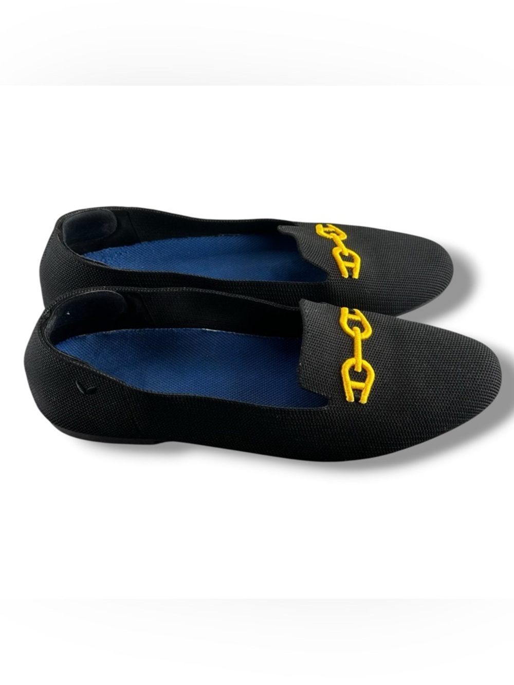 VIVAIA Eileen Round Toe Patterned Loafers Black Gold Size 40 EUC